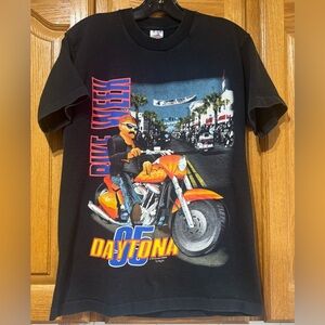 Vintage 1995 Daytona Bike Week Single Stitch Graphic Biker T-Shirt Men's Medium